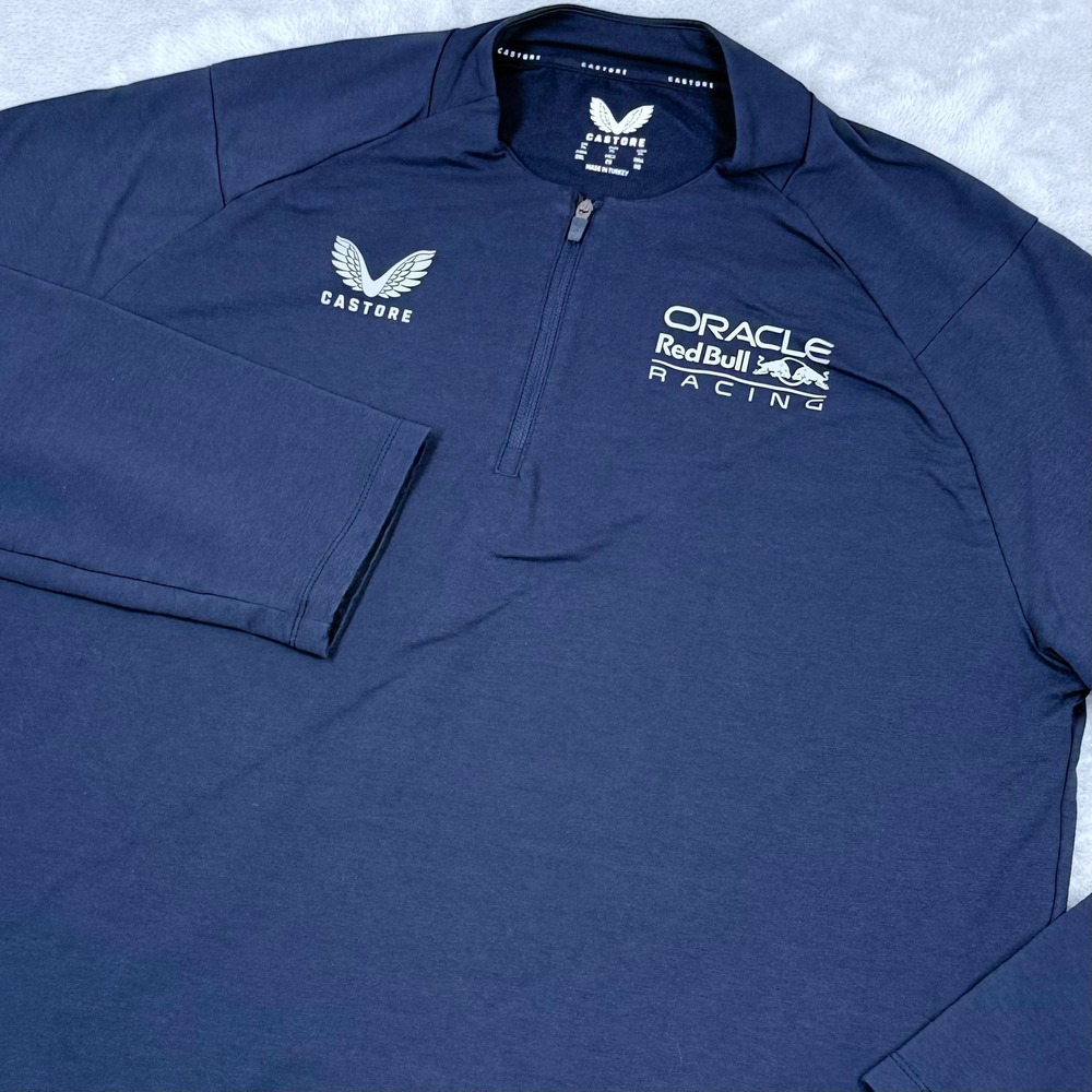 Castore Oracle Red Bull Racing Pullover Mens XL Navy Blue 1/4 Zip F1 Long Sleeve
